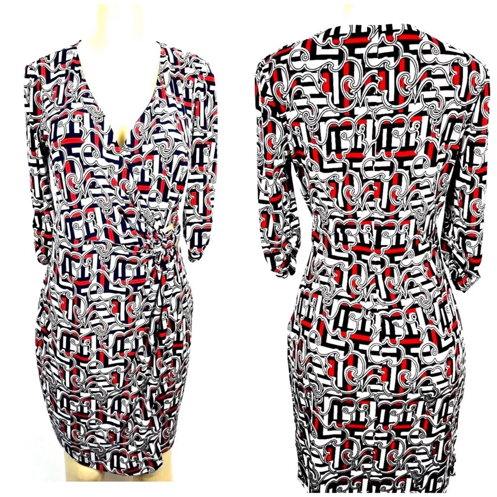 Laundry Shelli Segal Wrap Dress sz S Vneck